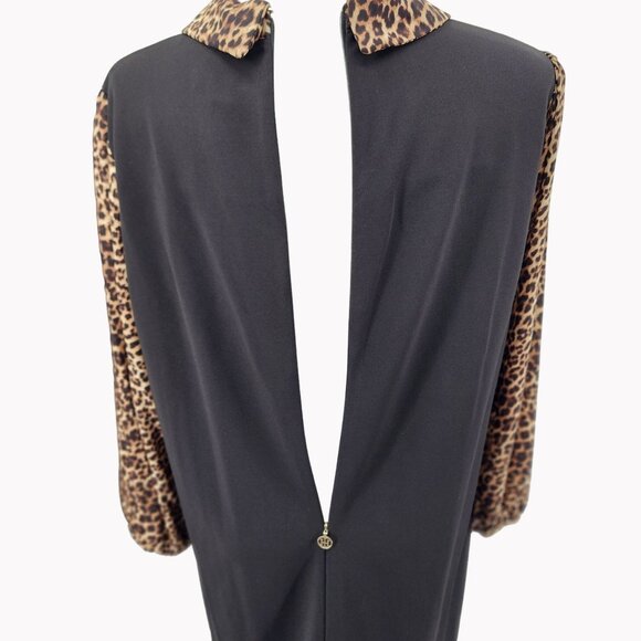 Tommy Hilfiger Womens Plus 22W Black Dress Leopard Print Collar Sheer Sleeve - Picture 12 of 12